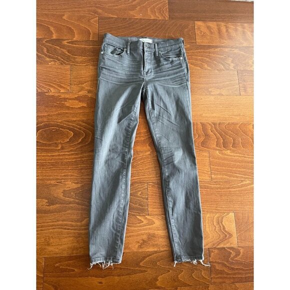Madewell Jeans High Riser Skinny Zip Fly Denim Fringe Pockets Stretch Gray Sz 26 - Picture 2 of 10